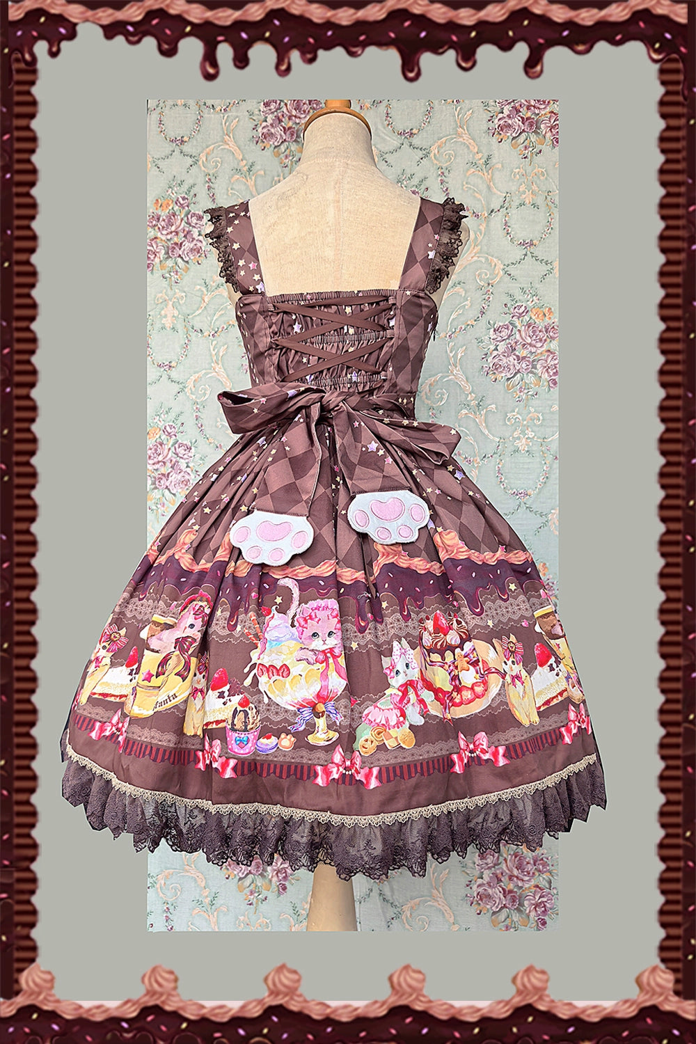 Infanta - Cream Meow - Sweet Lolita JSK, Cat Print 43769:784930