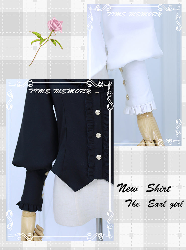 Time Memory - Elegant Lolita Slim Fit Mutton Sleeve Blouse 16422:216474