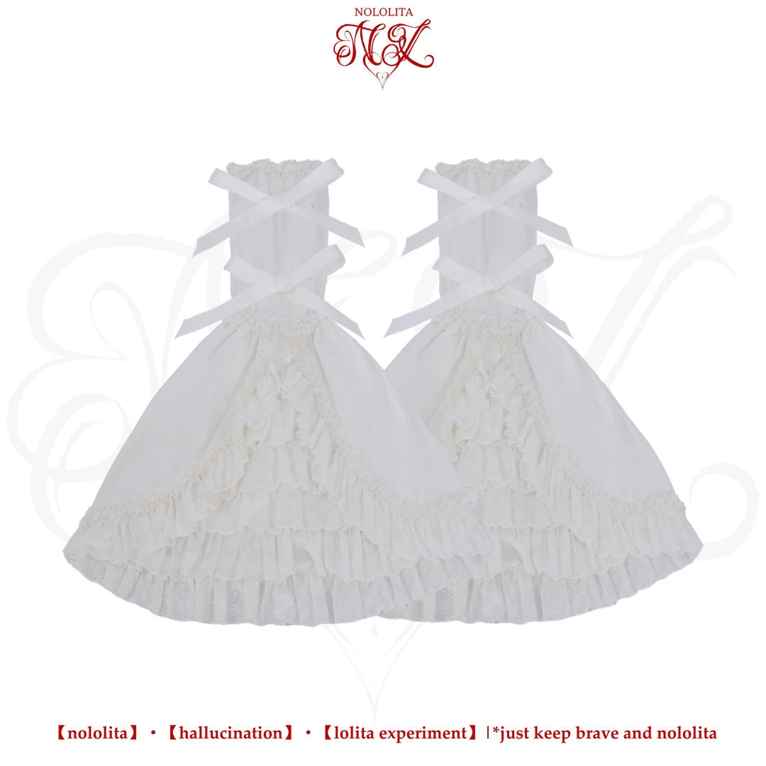 Nololita~Nightingale~Old School Lolita Shirt with Detachable Sleeves New version princess sleeves only - white (choose M) XS