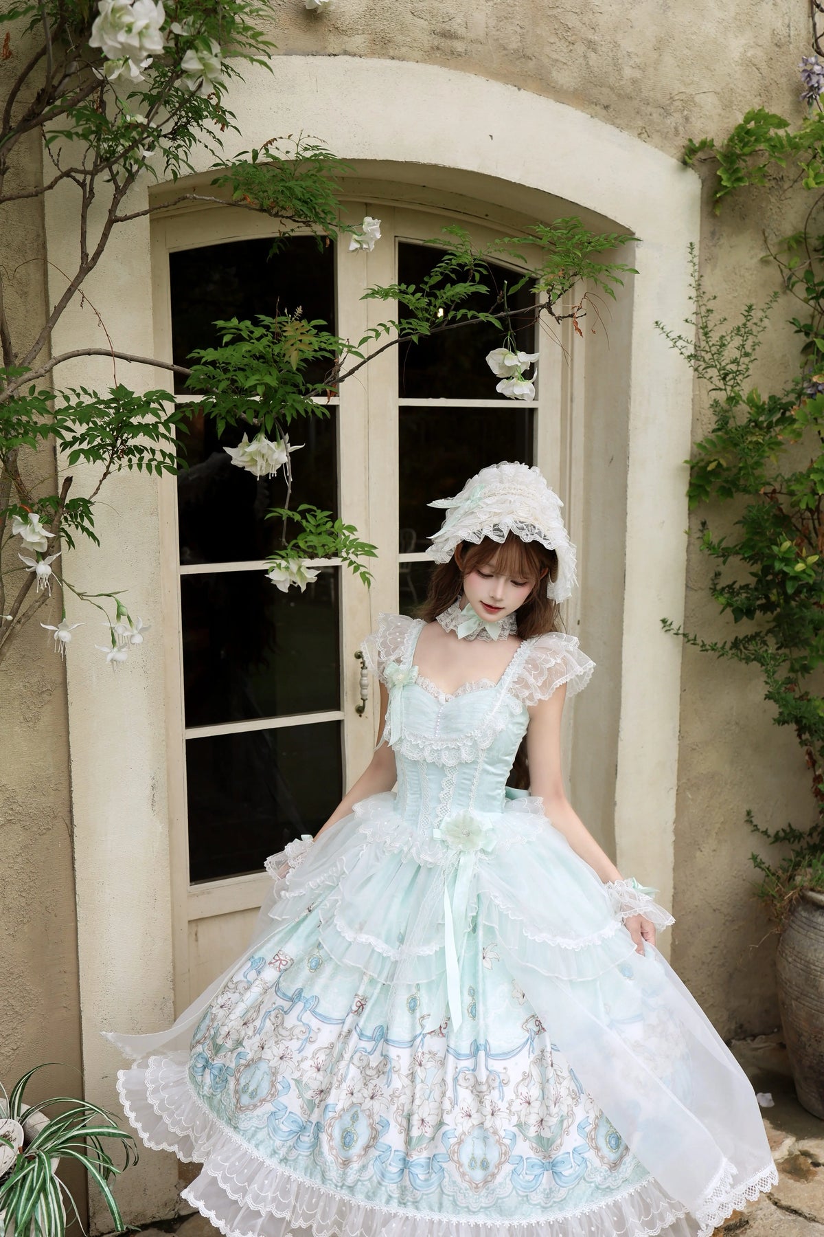 Lily Narrative - Classic Lolita JSK Dress Set, Lily Floral Print 46095:874873