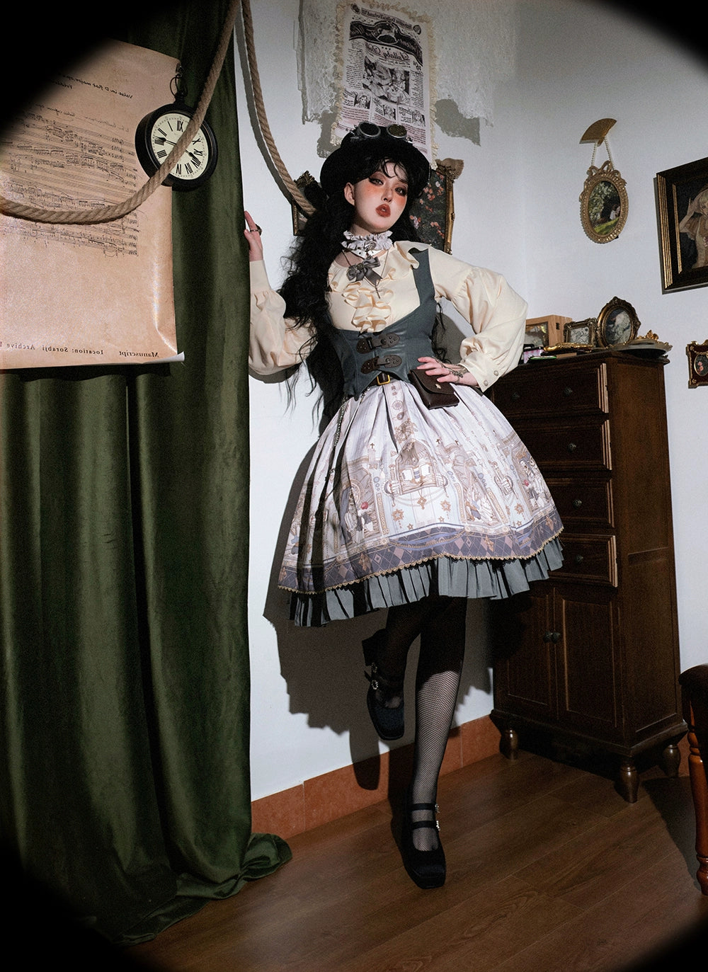 (BFM)Miss Point~Demon Hunting Notes~Gothic Lolita Cross Print Short Skirt   
