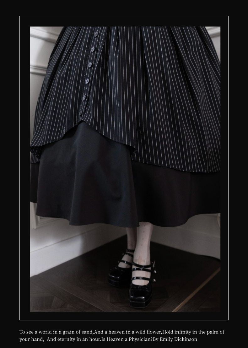 Alice in Wonderland~Love Moon Serenade~Striped Classic Lolita Skirt Preppy Style Commuting Dress