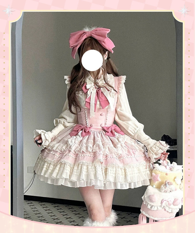 Sakurahime~Cupid Overture~Sweet Pink Lolita Jumper Dress Bust-Supporting JSK