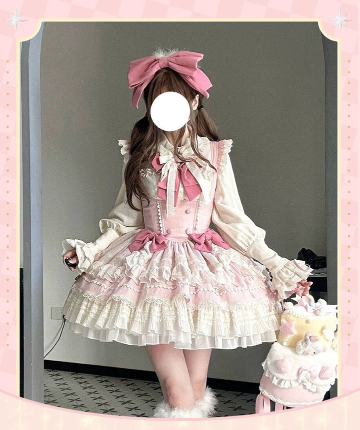 Sakurahime~Cupid Overture~Sweet Pink Lolita Jumper Dress Bust-Supporting JSK