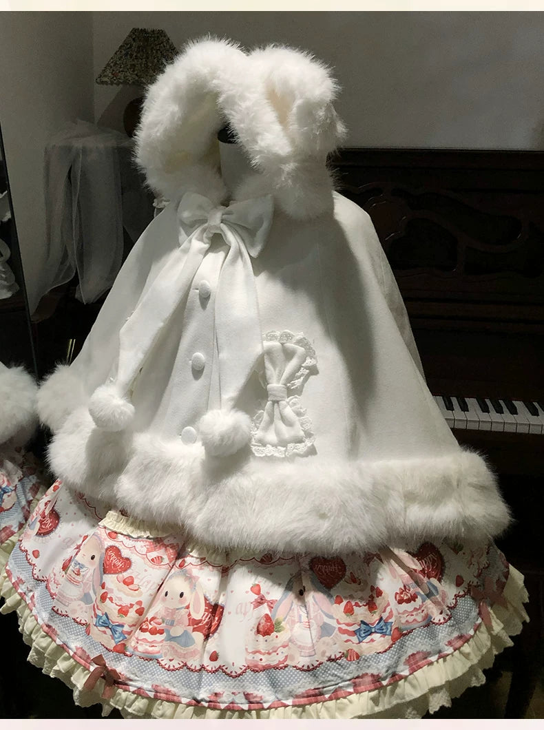 Sweet Lolita Cape, Bunny Ear Hood & Bows