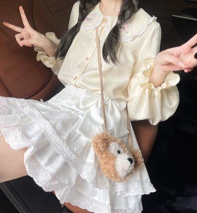 Sissy the shepherd~Small Cake~White Lolita A-Line Skirt Lace Cute Petticoat   