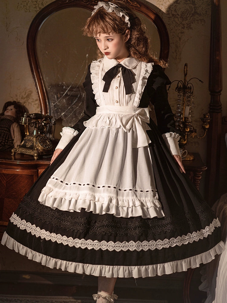 Sweet Date~Halloween Gothic Lolita OP Maid Lolita Dress Elegant Lolita OP