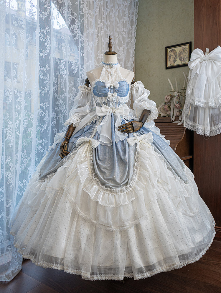 (BFM)Guaji~Cinderella~Sparkling Lolita Dress Gorgeous Wedding Dress S Light-colored long dress 