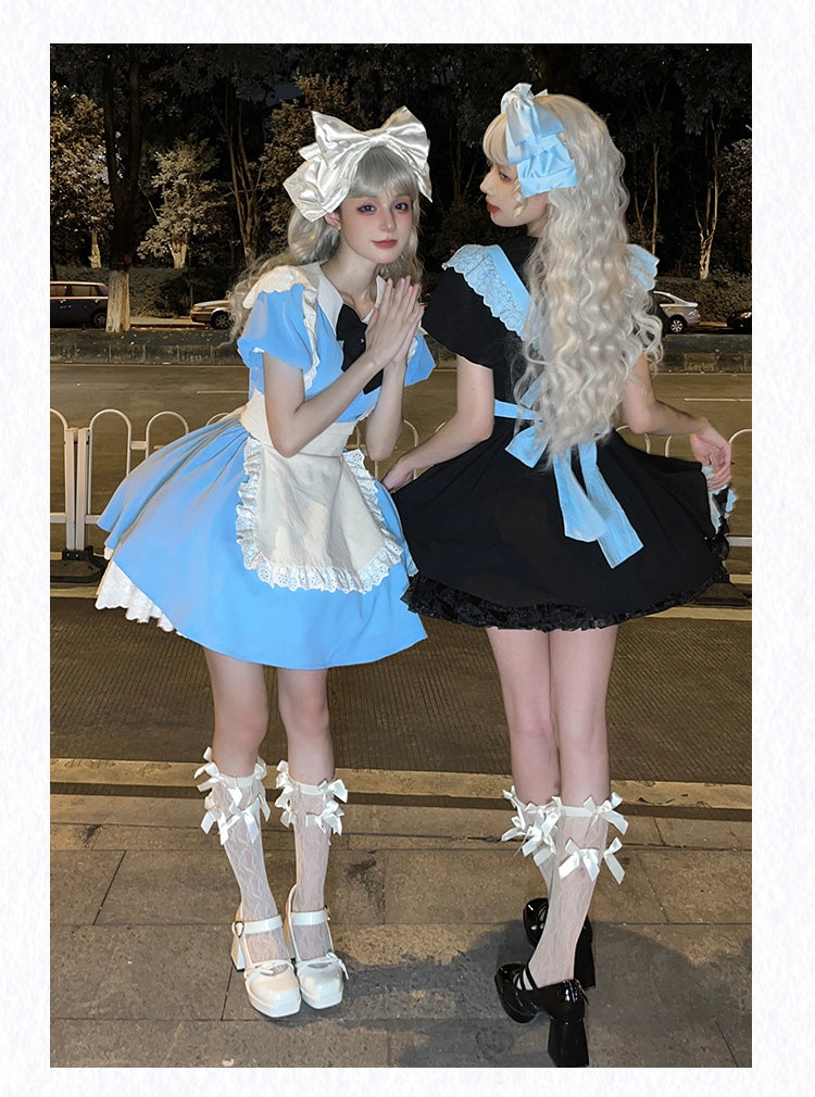 With PUJI~Kiss Kiss~Vintage Lolita OP Dress Maid Lolita Dress   