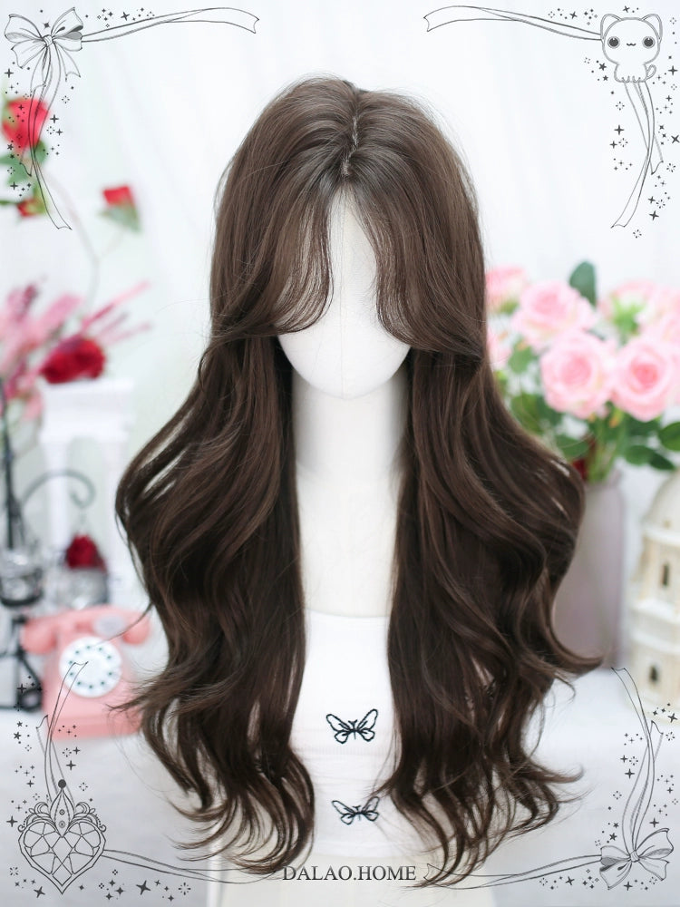 Dalao Home~Moon Bud~Daily Lolita Wigs Lace Figure-eight Bangs Cold Brown  