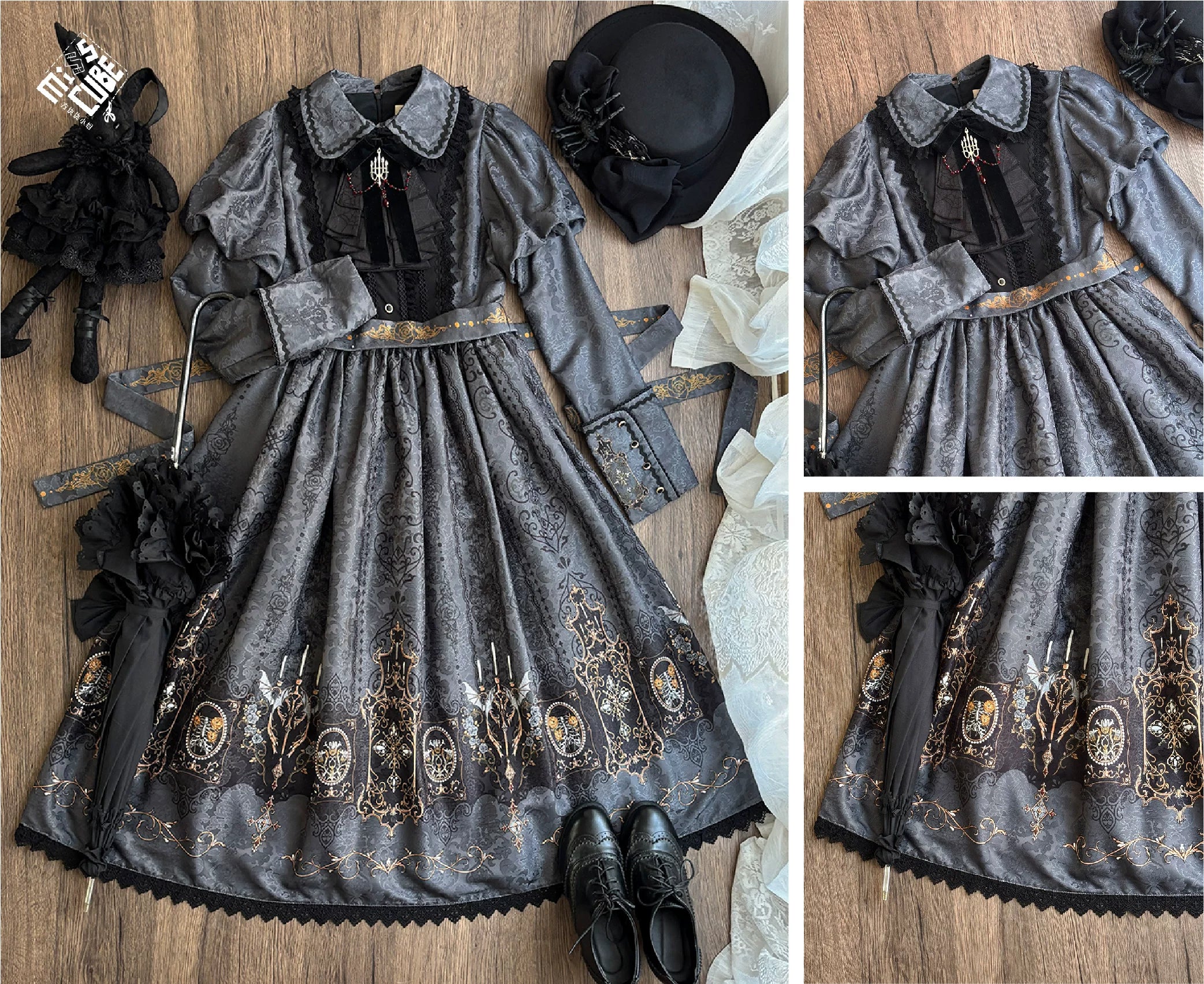 Blood Night Lantern - Jacquard Gothic Lolita Dress, Juliet Sleeve (2XL L M S XL XS) 44543:812317