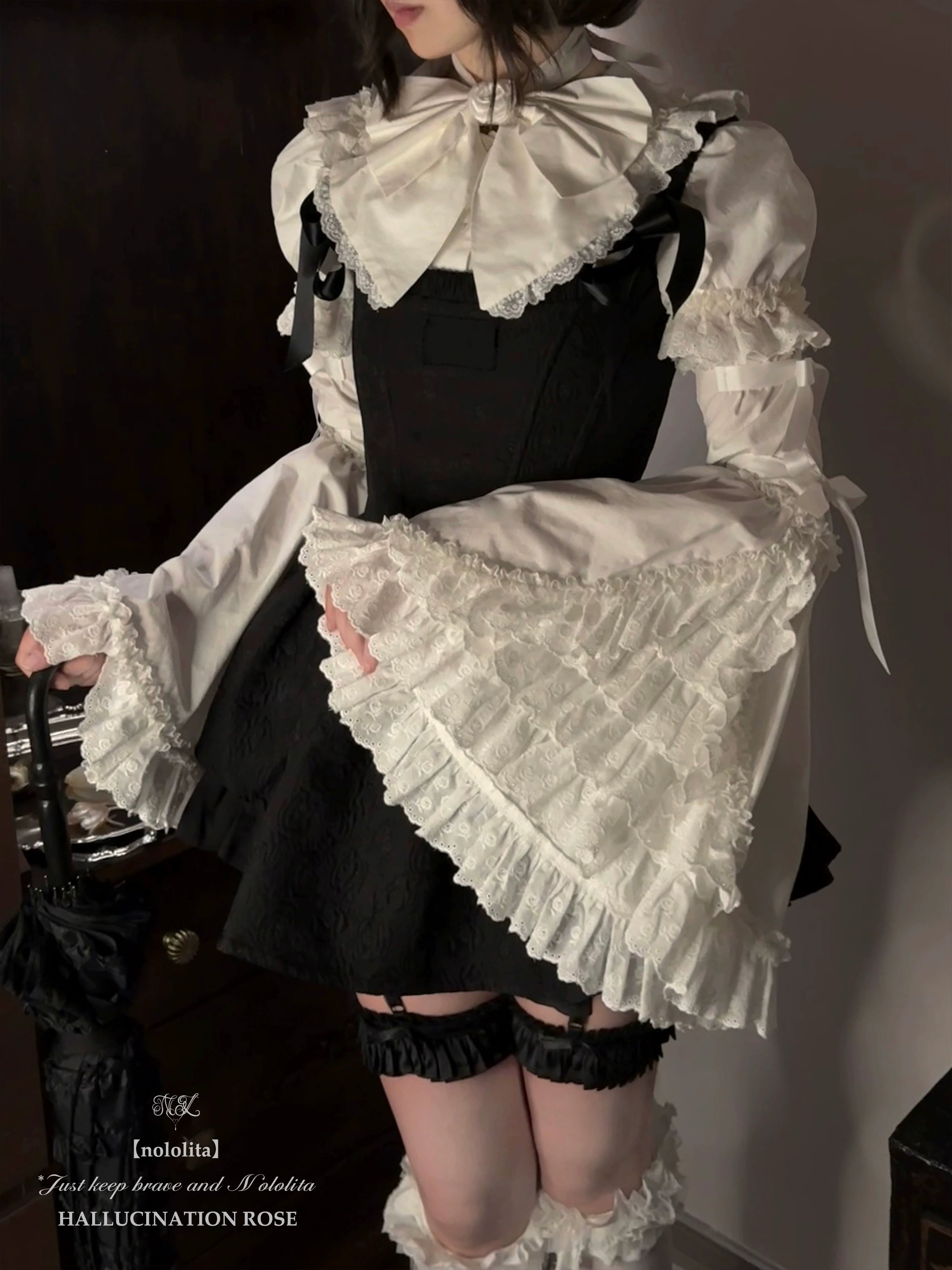 Nololita~Nightingale~Old School Lolita Shirt with Detachable Sleeves 41944:720502