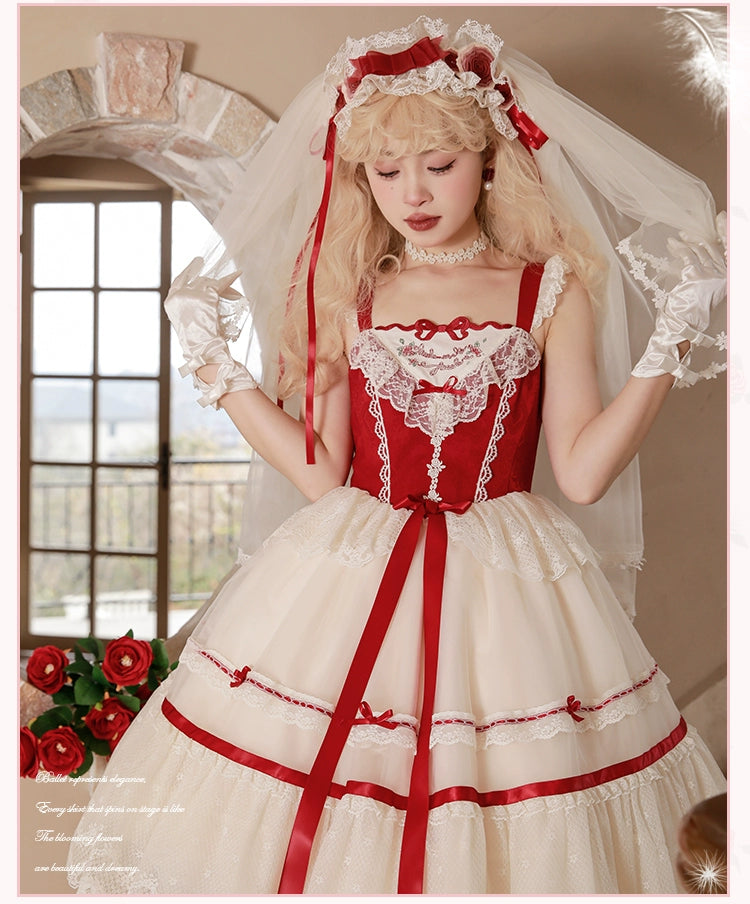 Mademoiselle Pearl~Silk Ballet~Wedding Lolita JSK Dress Princess Ballet Dress   