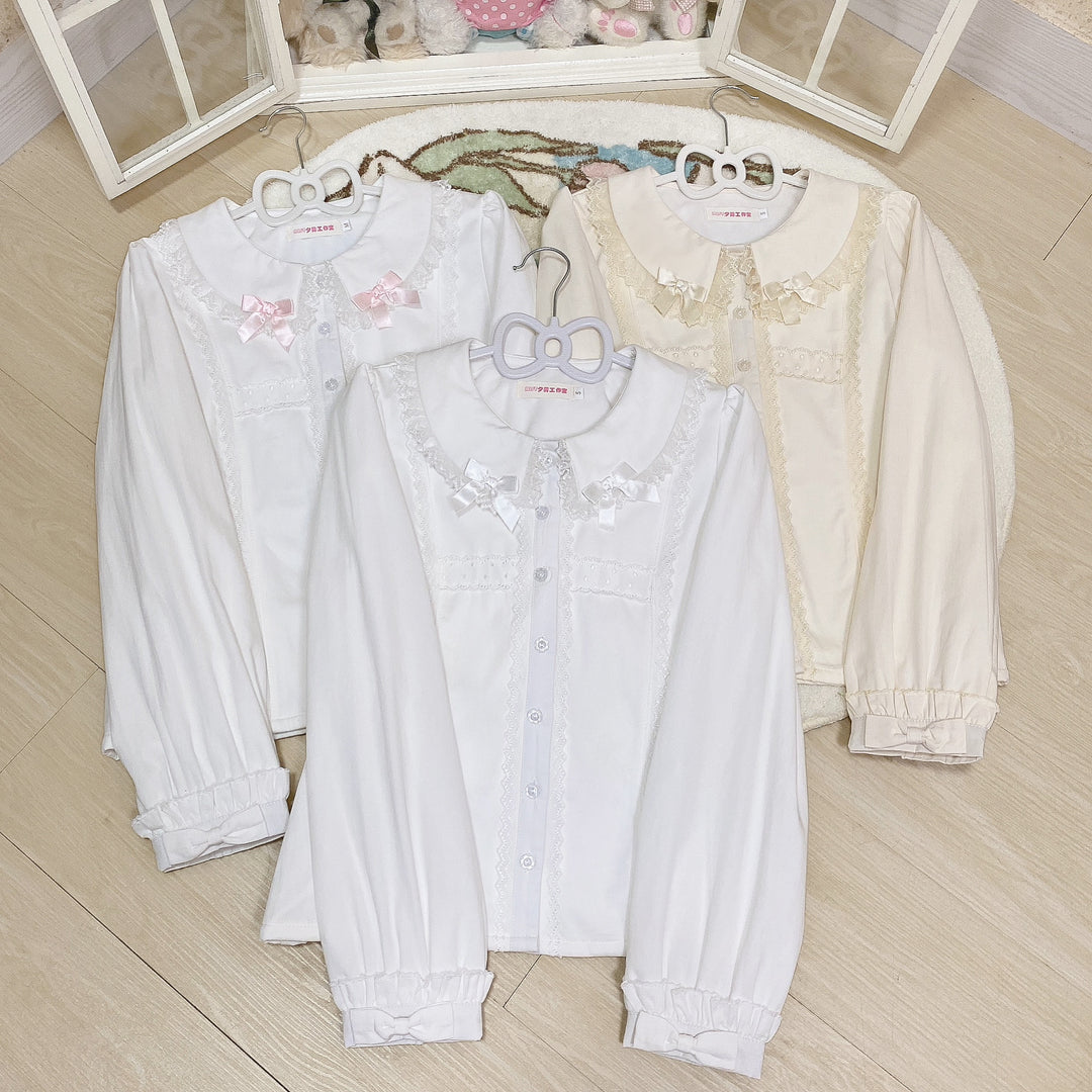 MIST~Grace Deer~Sweet Lolita Blouse with Peter Pan Collar and Long Sleeves