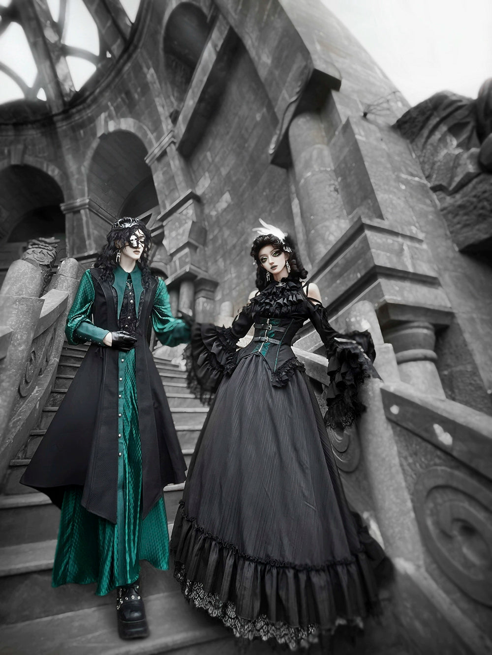 MILU ORIG~He/She is the Dragon~Ouji Lolita Shirt and Gothic Lolita Skirt Suit 42199:731793