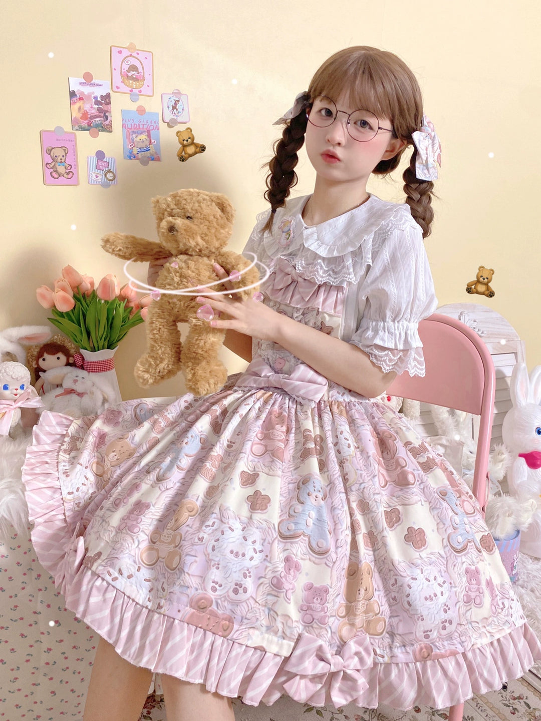 Akiyama Future Studio~Kawaii Little Bear Lolita Salopette Daily Lolita JSK   