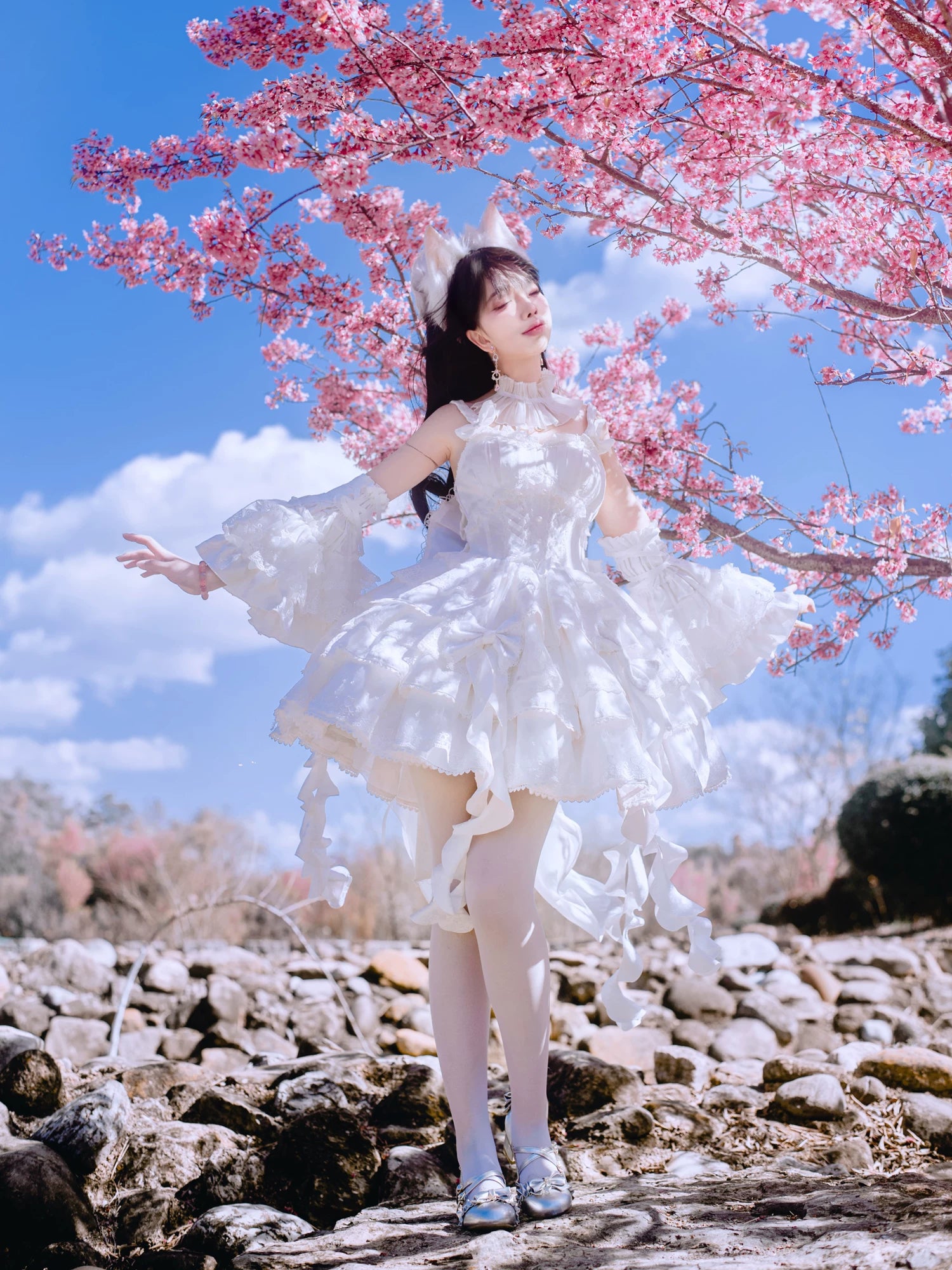Mori Isle - Solid Gothic Lolita JSK Dress, Embroidered Lace 45658:857790