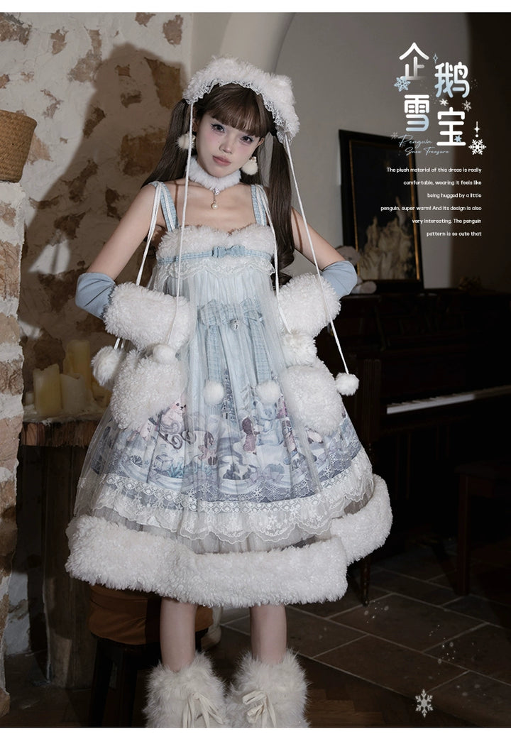 Spireme Cat~Penguin Snow Treasure~Kawaii Lolita JSK Penguin Printing Winter Dress   