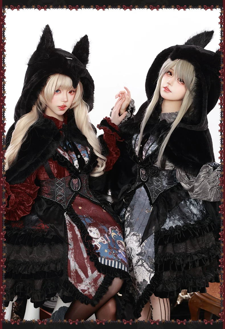 Werewolf Slayer - Gothic Lolita Shirt & Suspender SK Dress Set, Tiered Skirt 44541:811975