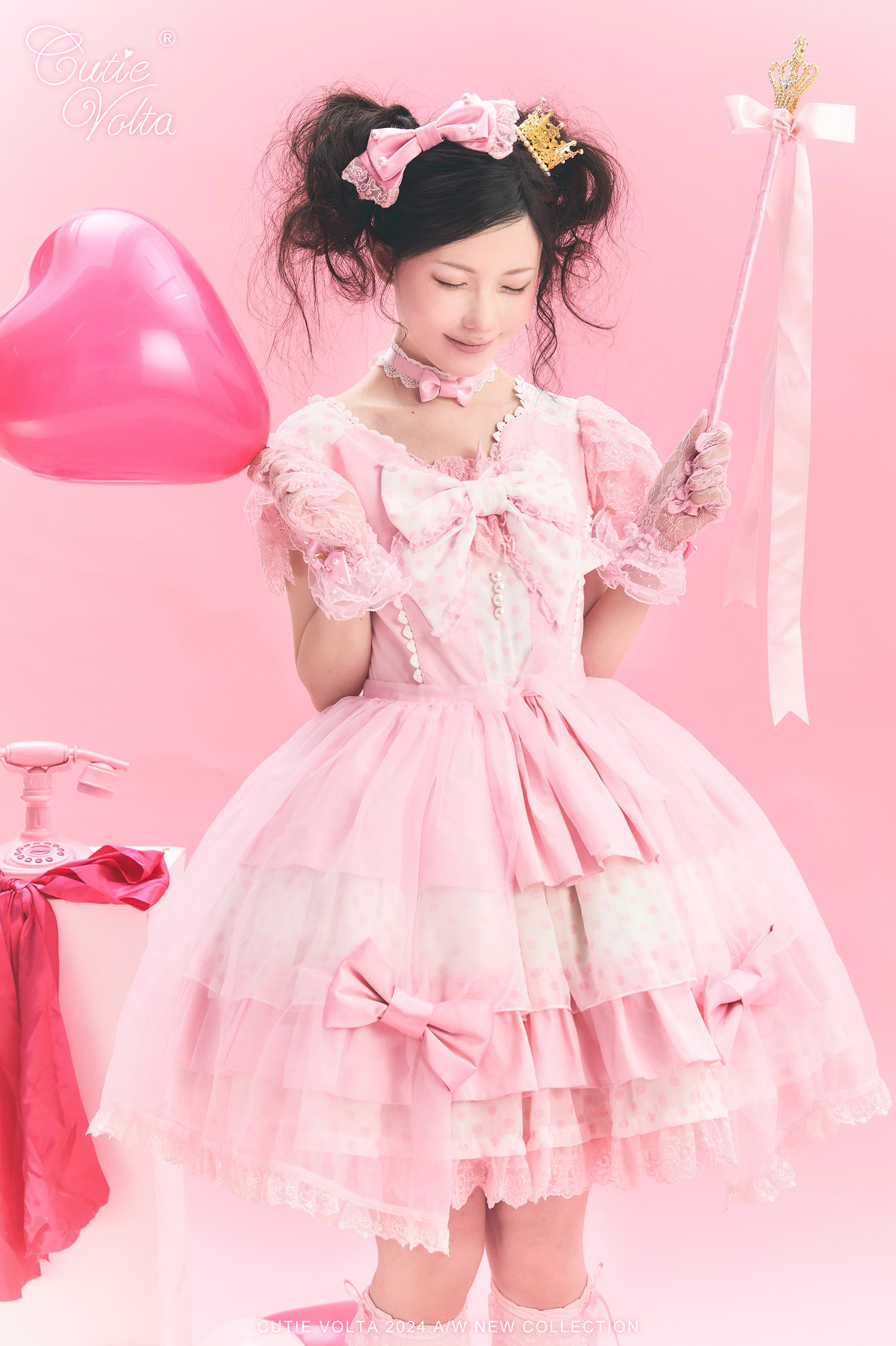 Candy Cottage - Old School Lolita Polka Dot Dress & Top Skirt Set 45522:851875