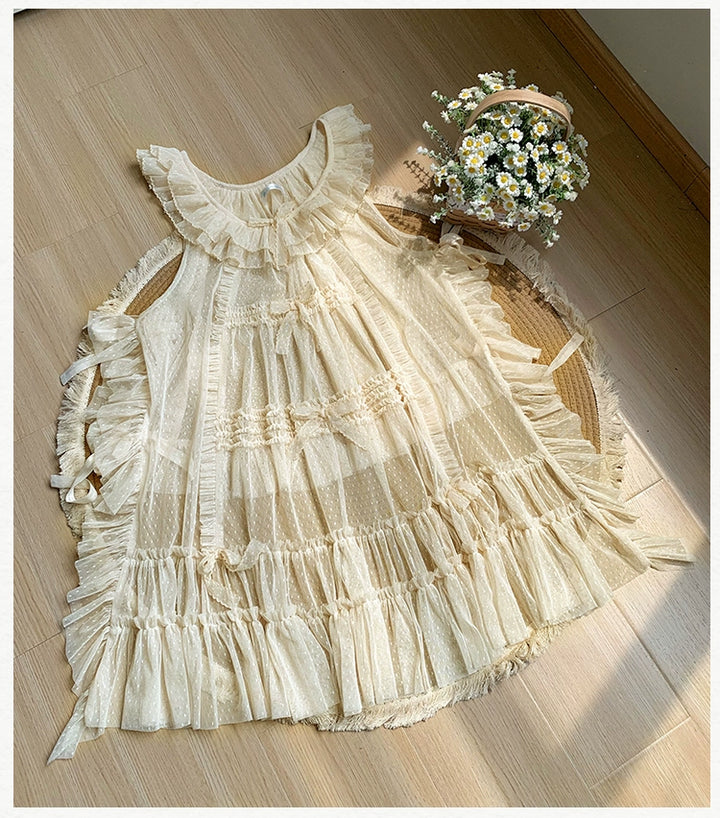 With PUJI~Letters and Poetry~Classic Lolita Tulle Over-Skirt for Summer