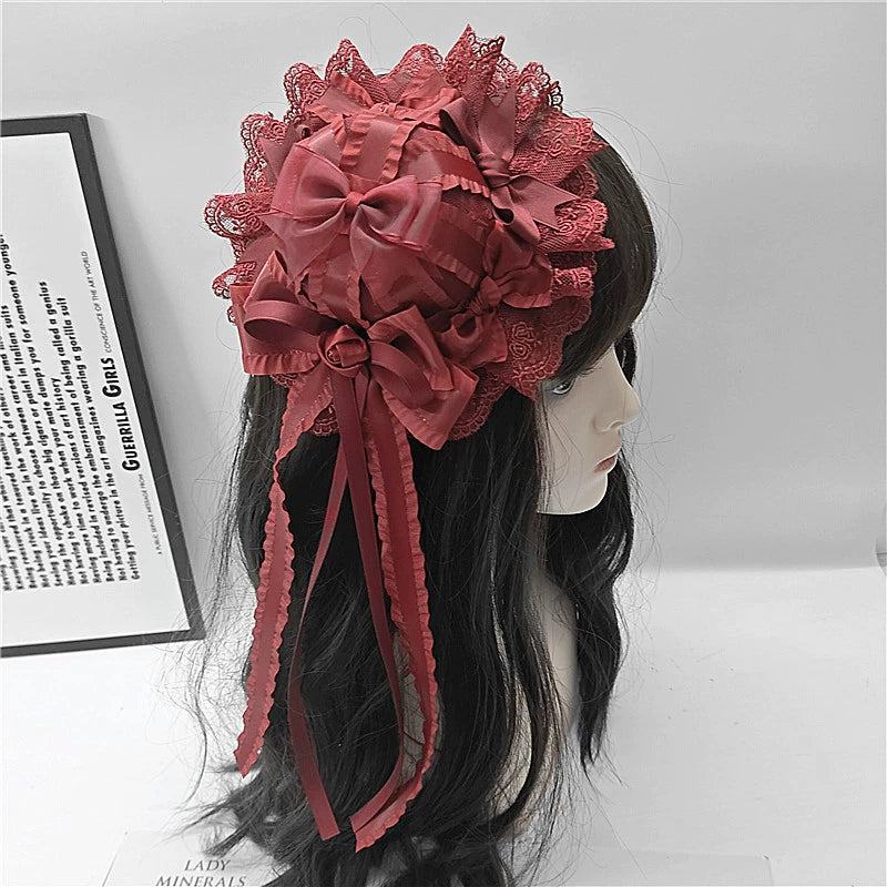 Youge Original Accessory - Gothic Lolita Red Top Hat, Rose & Bow 44131:796375