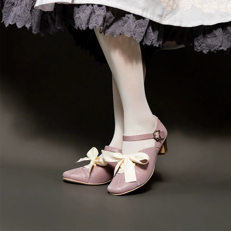 MR.Qiutian~Pictorial Girl~Han Lolita Shoes Retro Lolita Chinese Style Shoes Rose pink 35 