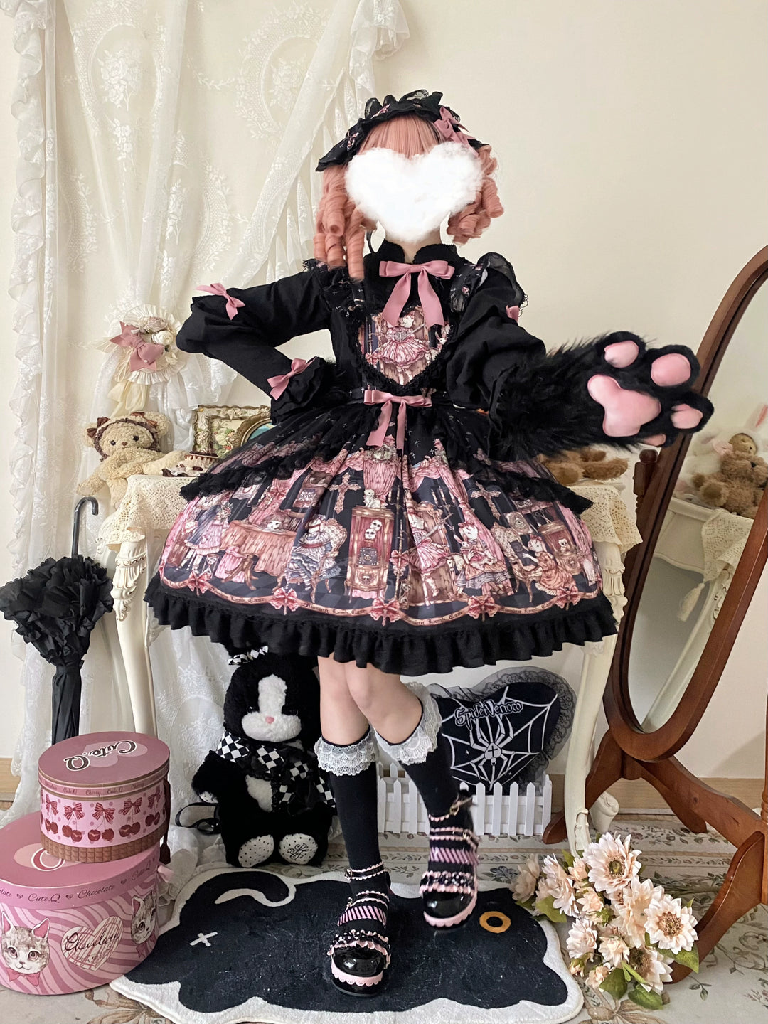 Uncle Wall Original~Missing Lamb Case~Gothic Lolita Dress Set with Sheep Prints 42971:760855