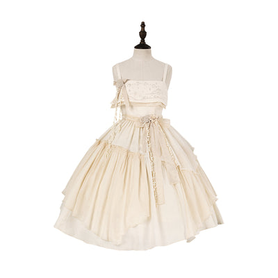 Nuit De Cellophane~Elegant Lolita JSK Dress Irregular Skirt Summer XS Ivory JSK 
