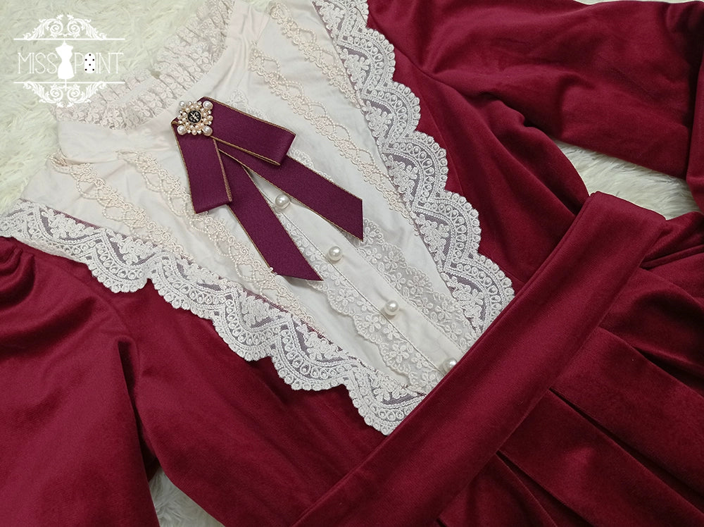 (BFM)Miss Point~Customized Lolita Dress Vintage Elegant Velvet OP Dress 32520:391766