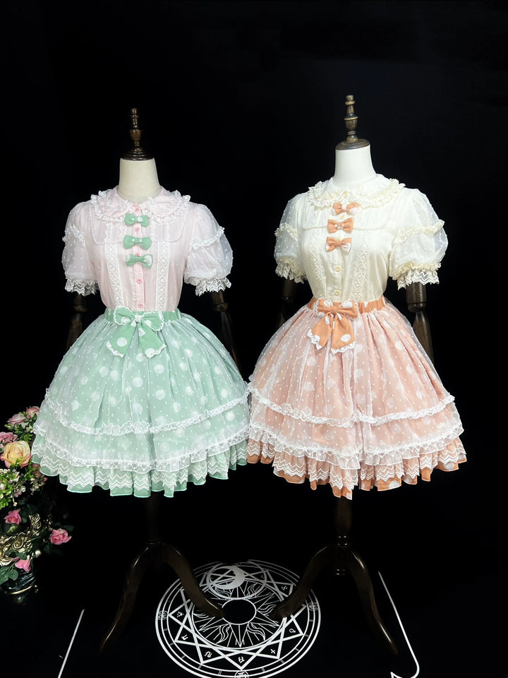 (BFM)DMFS Lolita~Elastic Waist Lolita Skirt with Chiffon and Mesh   