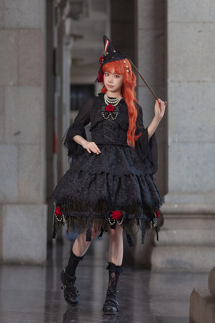 Infanta~Witch's Apprentice~Gothic Lolita Split Type Black Suit   