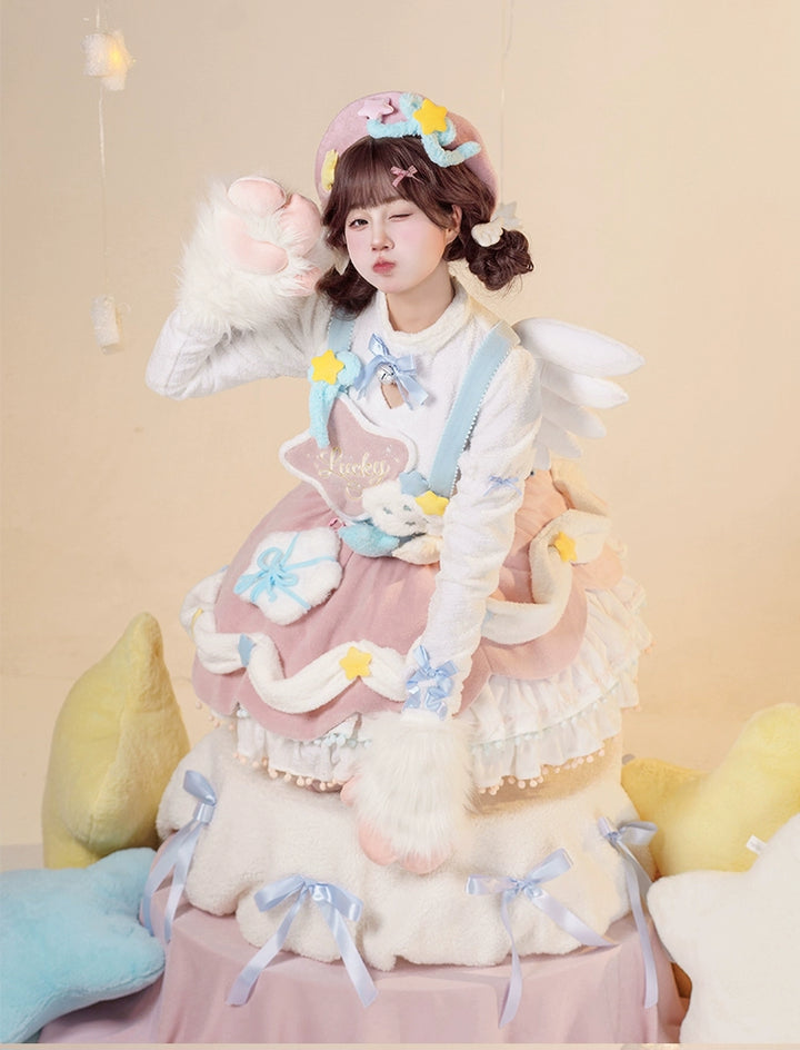 Mewroco~Lucky Star~Winter Sweet Lolita SK Kawaii Cat Ear Cape Suit 40052:650018