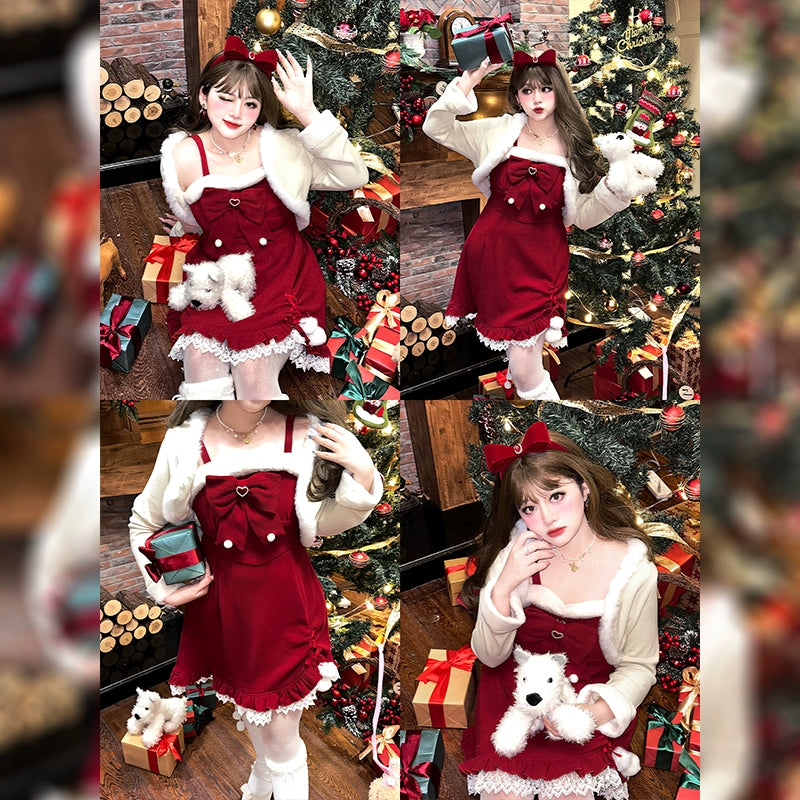 Hard Candy~Plus Size Lolita Dress Red Strappy Sweet Cardigan   