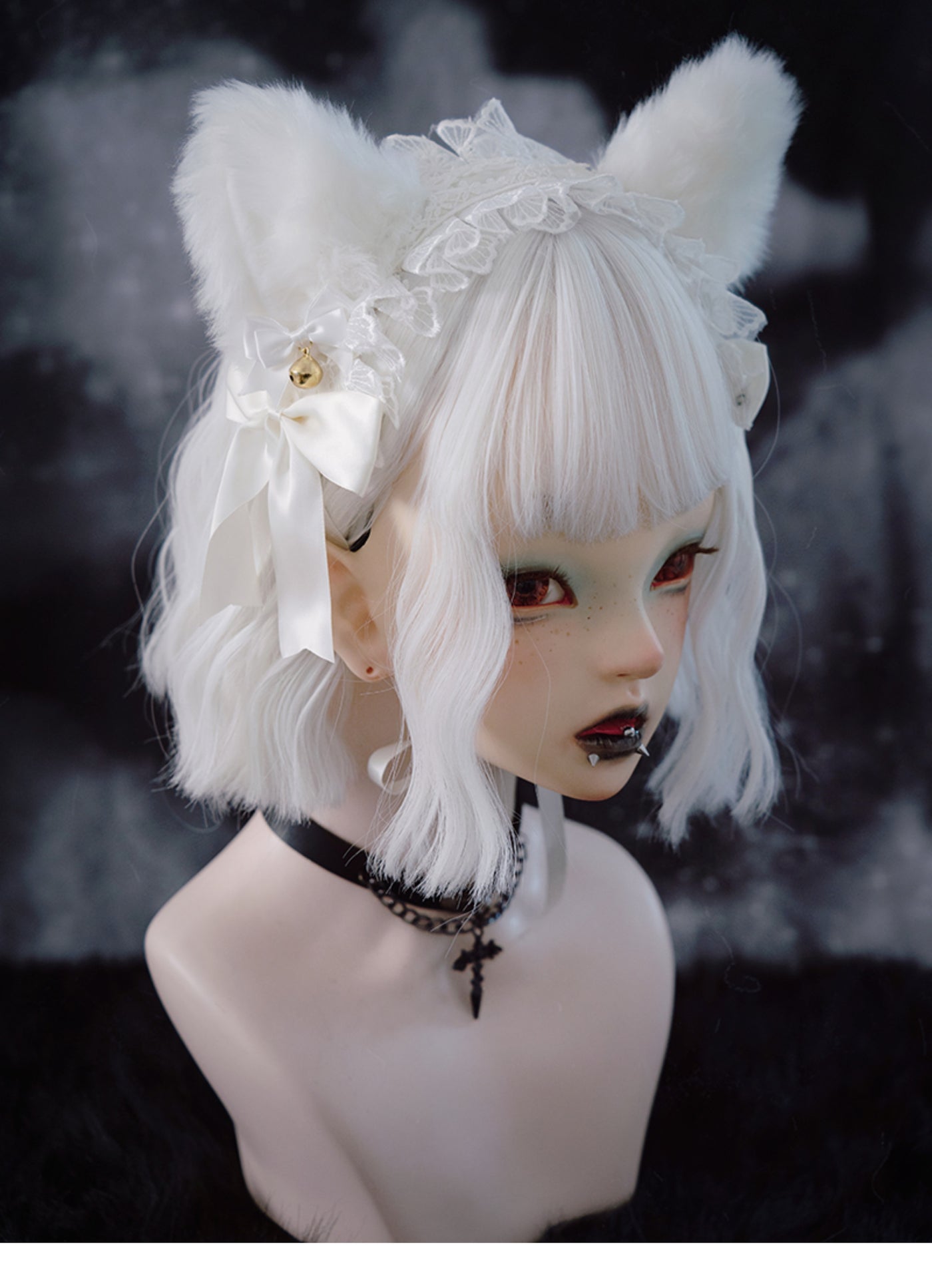 Strange Sugar~Gothic Lolita Fox Ear Hairband white  