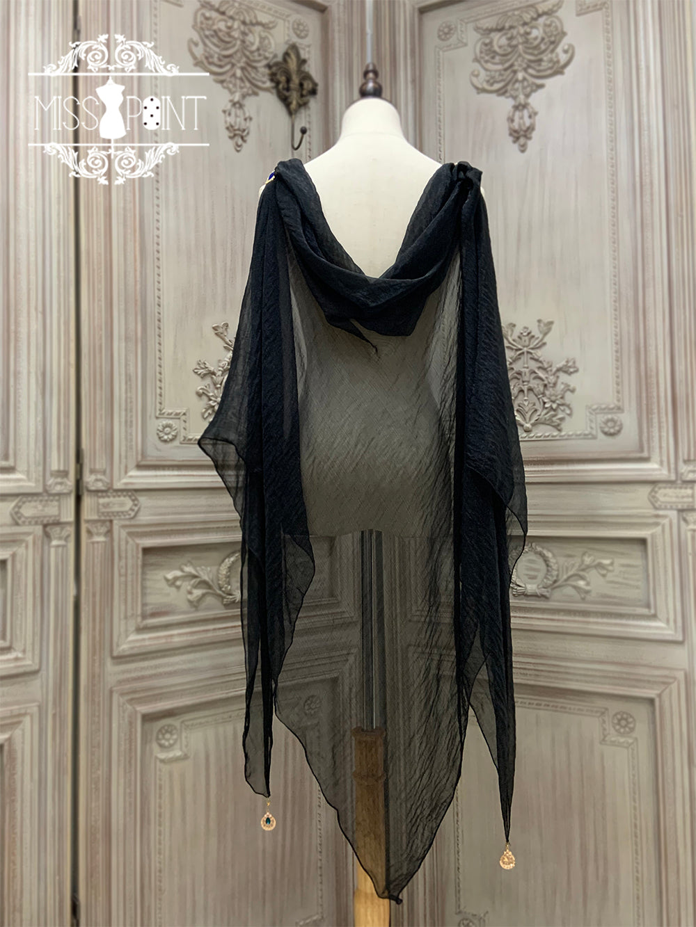 Miss Point - Dusk Bester - Egyptian Lolita Brooch Waistband Shawl black large shawl
