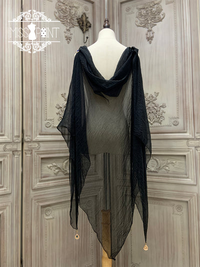 Miss Point~Dusk Bester~Egyptian Lolita Brooch Waistband Shawl black large shawl  