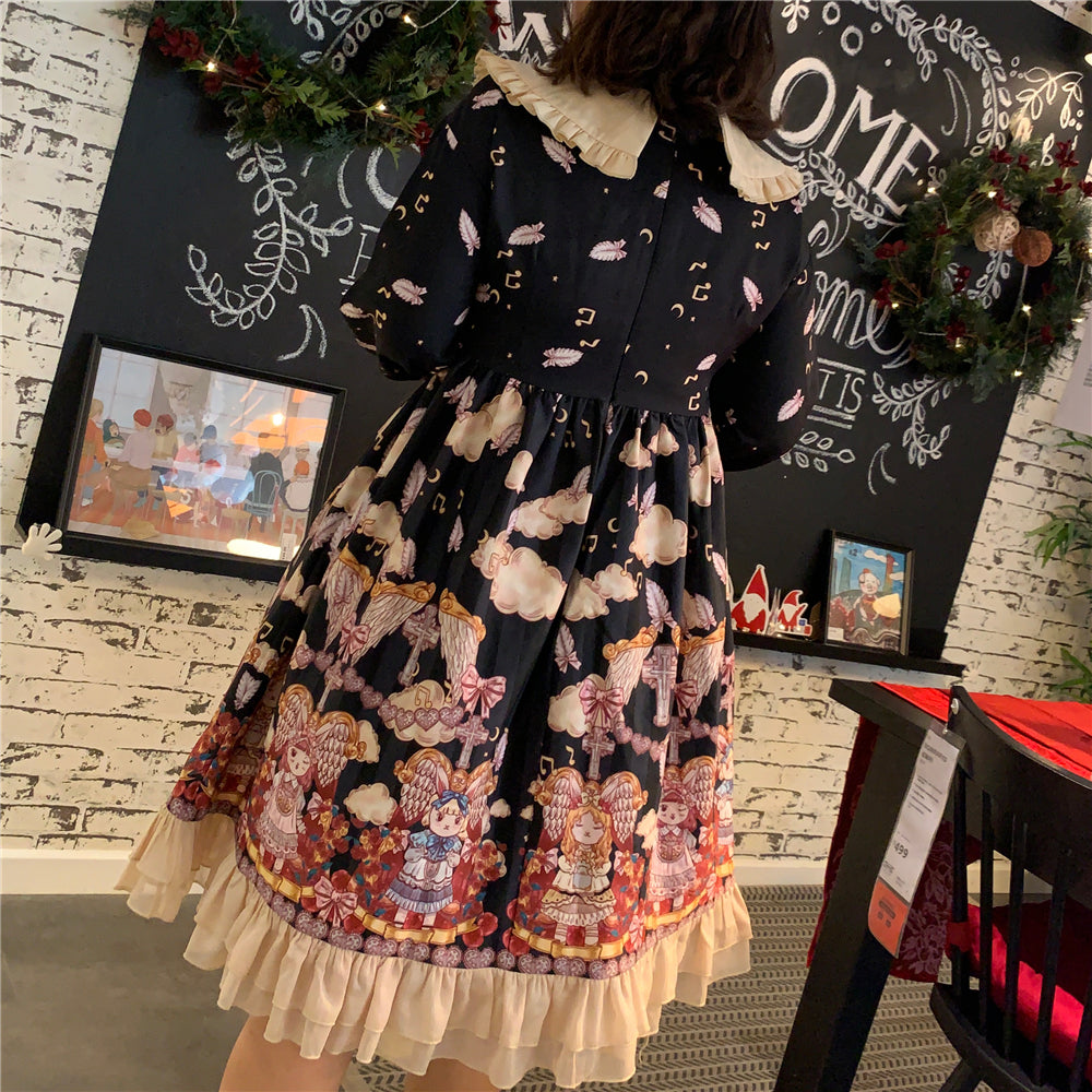 Niu Niu~Heavenly Movement~Plus Size Lolita OP Dress Vintage Long Sleeve