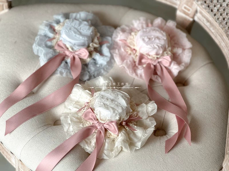 MAID~Spring of Mist~Sweet Lolita Bow Hairclip Bowler Hat KC