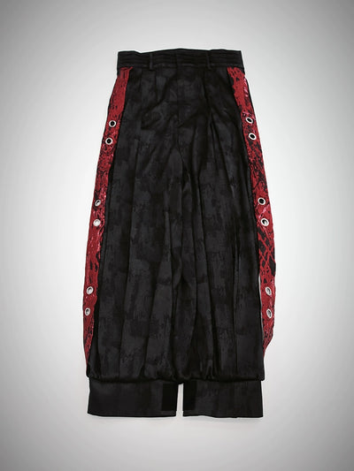 Alice Girl~Bony Dragon~Chinese Style Lolita Pants Black Capris Pants Long pants (black and red) XS 
