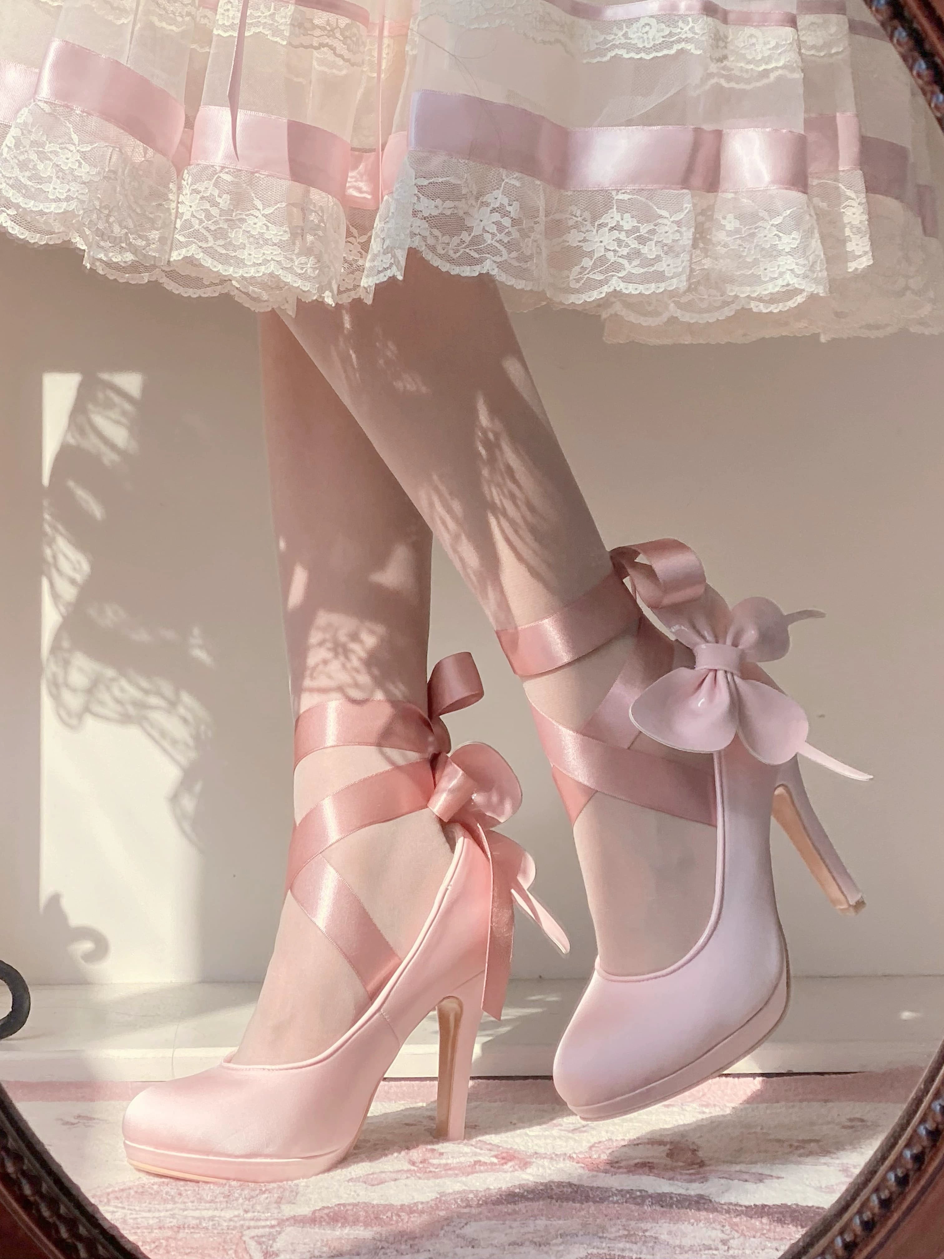 Pure Tea For Dream - Butterfly Specimen - Ballet Style Lolita Shoes Elegant Platform Lolita Heels