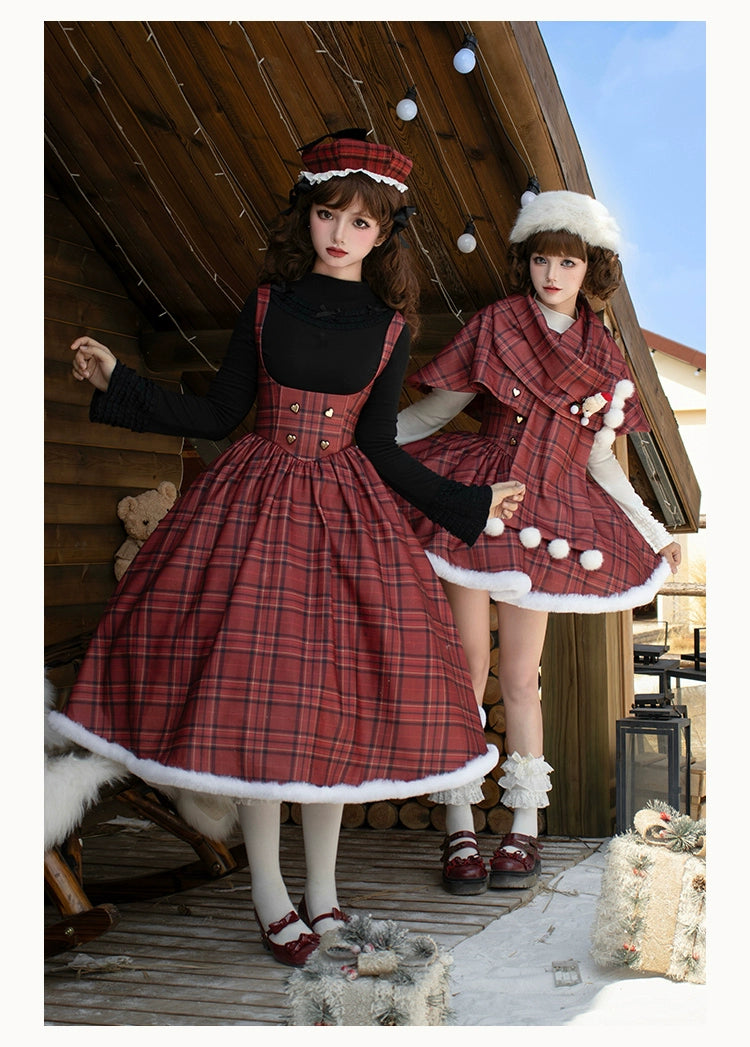 With PUJI - Wish Date - Twins Lolita Fishbone Bust-supporting JSK Winter Scarf-Cape