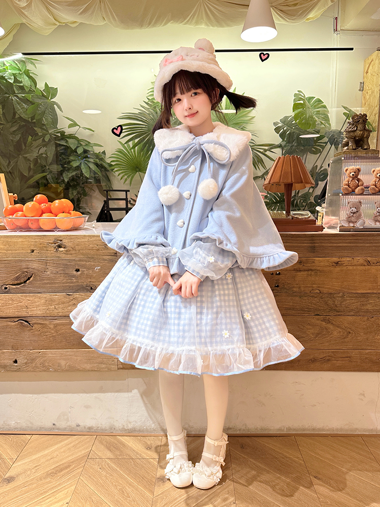 Cloudy Fluffy - Kawaii Lolita Coat, Detachable Plush Collar 44644:816872