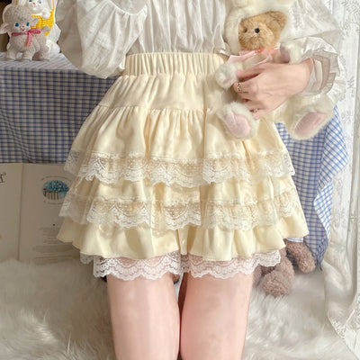Sugar Girl~Kawaii Lolita Skirt Lace Cake Short SK   