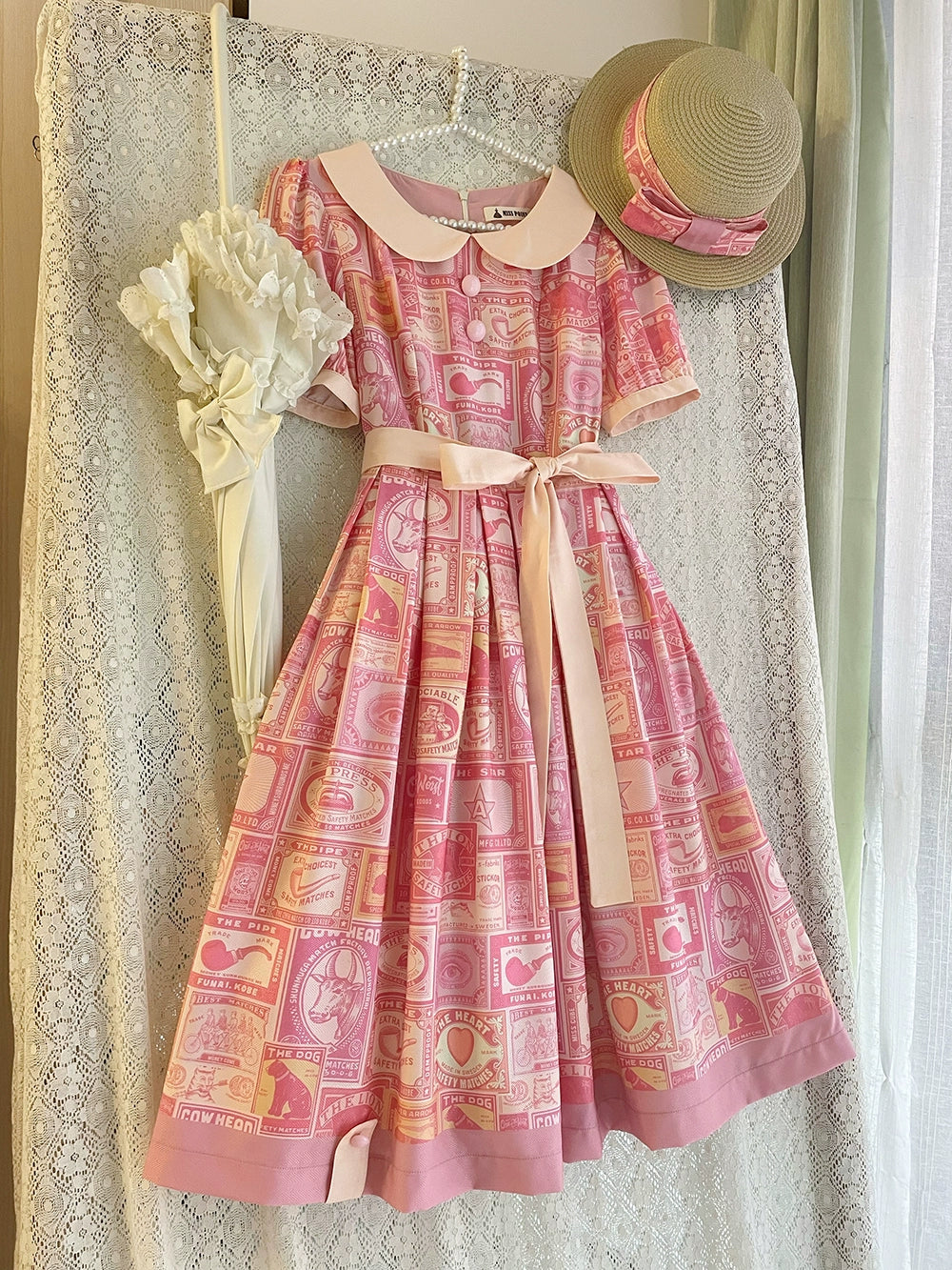 Miss Cube - Antique Label - Retro Lolita OP Dress Short Sleeve Dress 35660:498668
