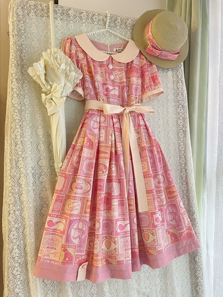 Miss Cube - Antique Label - Retro Lolita OP Dress Short Sleeve Dress 35660:498668