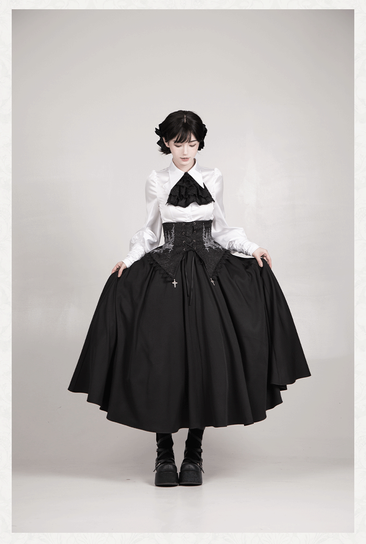 With PUJI~Thorny Night~Gothic Lolita Bust-supporting Skirt With Removable&Adjustable Strap