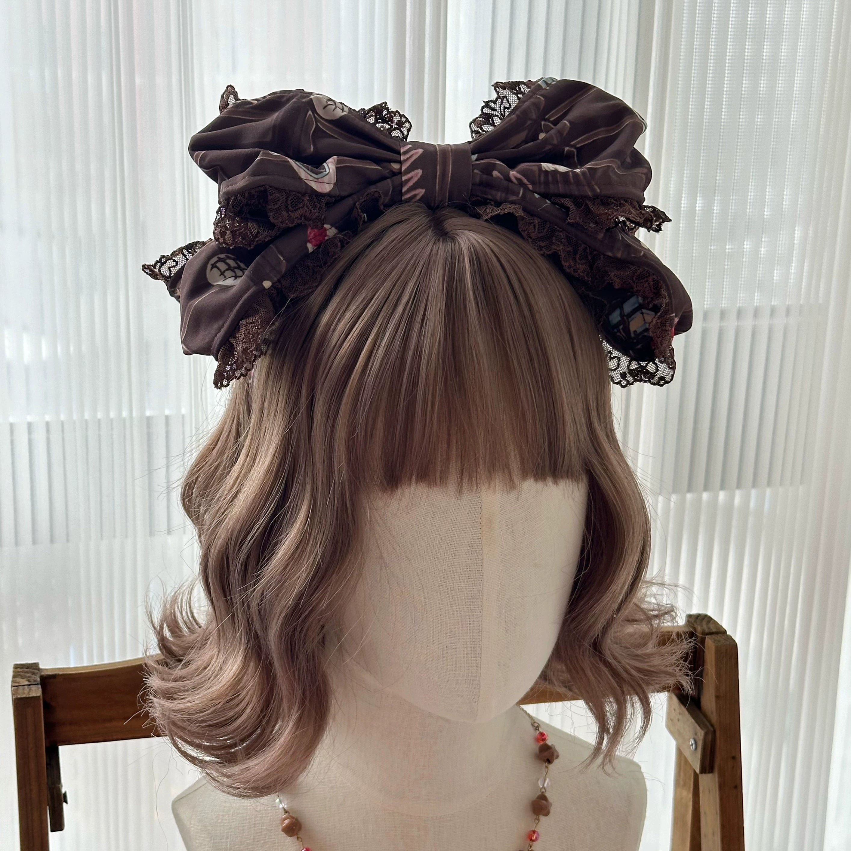 Sweet Dream Sheep - Chocolate Bear - Sweet Lolita Salopette High Waist Dress S Chocolate brown KC (One Size with adjustable wire for shaping)