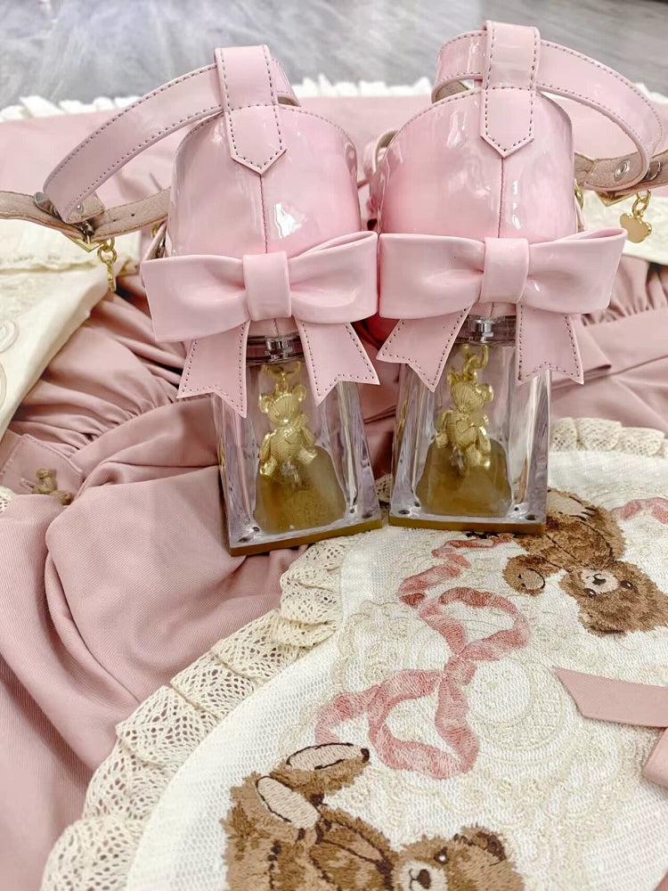 Meng Ka Jiang - Dreamy Bear - Sweet Lolita Shoes, Transparent Heel With Embedded Bear