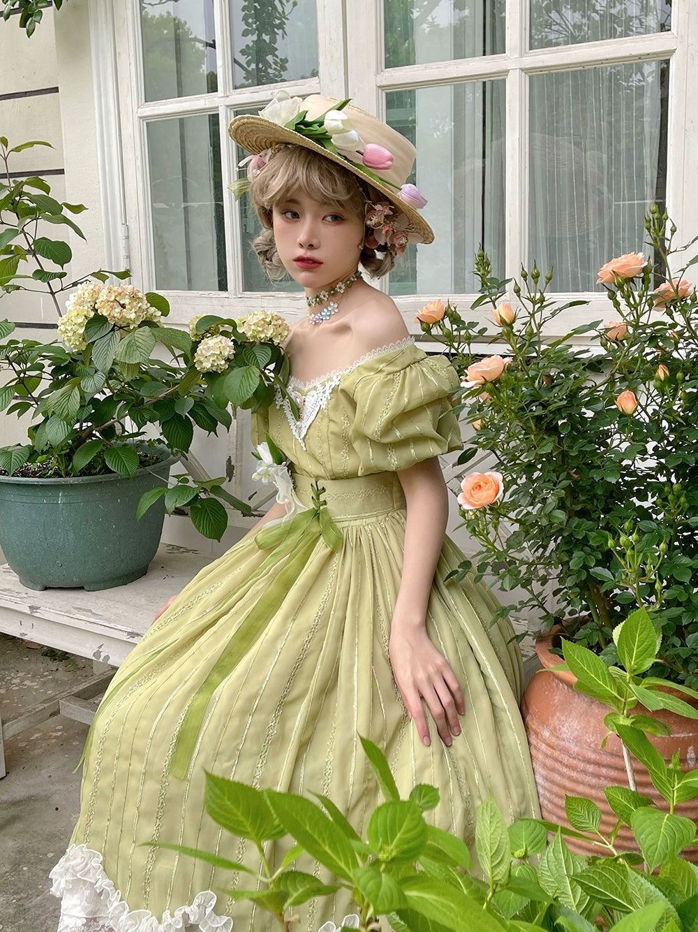 Miss Point~Tulip~Classic Lolita OP Dress Short Sleeve Dress Multicolors 19622:405454